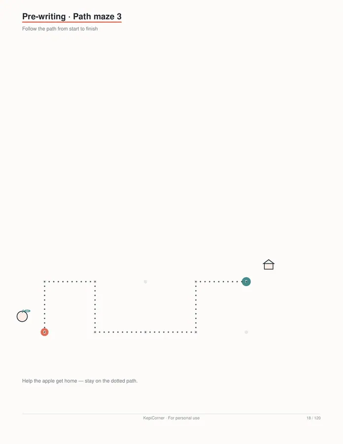 Pre-K Worksheets Ages 3–5 printable – page 18 of 120, rendered from PreK-Ages3-5-Learning-Worksheets-Letter.pdf