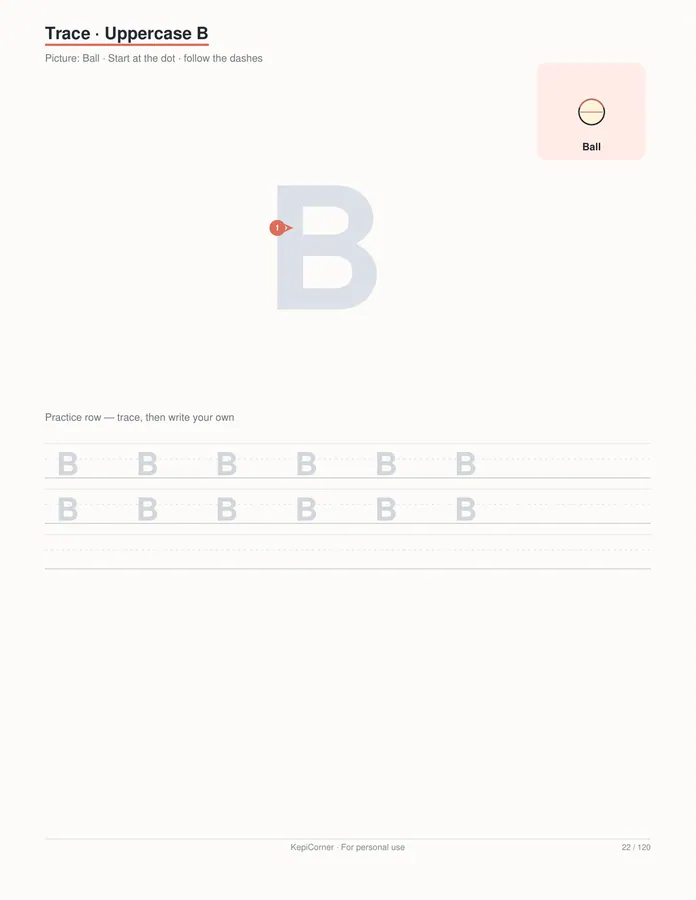 Pre-K Worksheets Ages 3–5 printable – page 22 of 120, rendered from PreK-Ages3-5-Learning-Worksheets-Letter.pdf