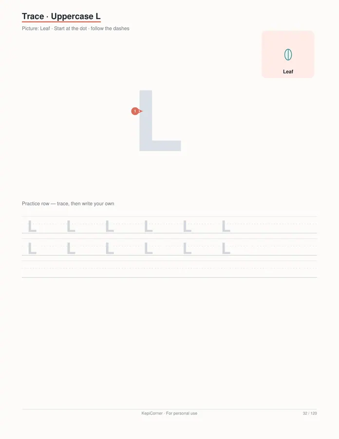 Pre-K Worksheets Ages 3–5 printable – page 32 of 120, rendered from PreK-Ages3-5-Learning-Worksheets-Letter.pdf
