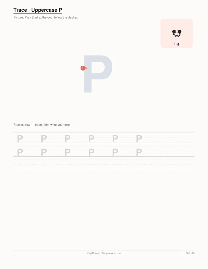 Pre-K Worksheets Ages 3–5 printable – page 36 of 120, rendered from PreK-Ages3-5-Learning-Worksheets-Letter.pdf