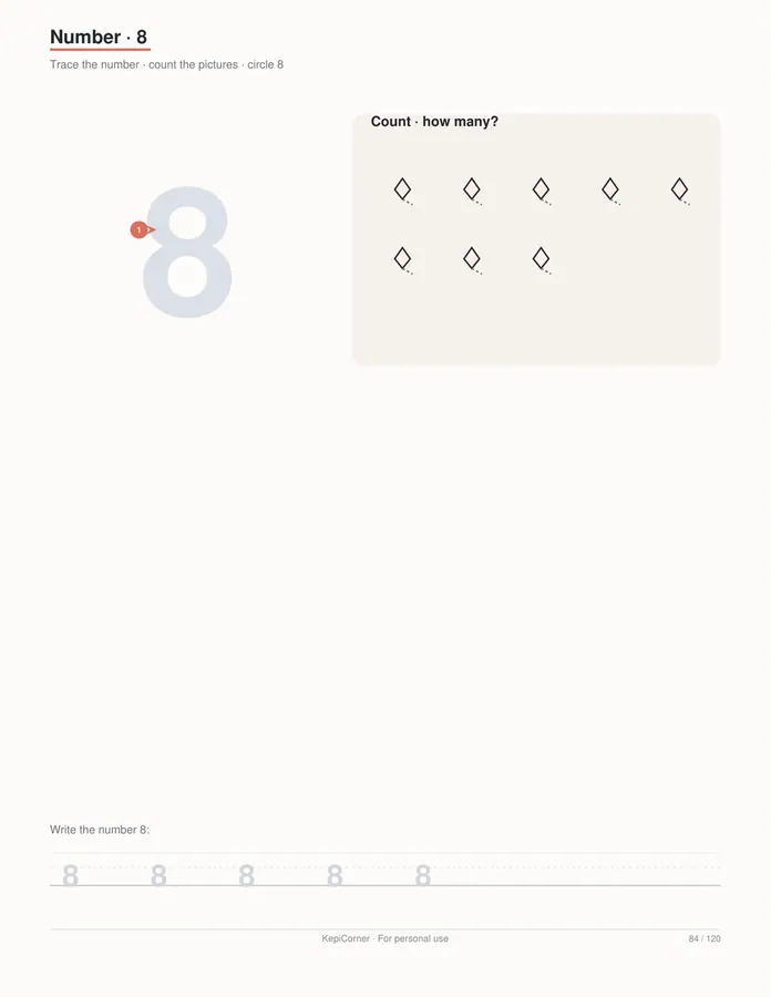 Pre-K Worksheets Ages 3–5 printable – page 84 of 120, rendered from PreK-Ages3-5-Learning-Worksheets-Letter.pdf