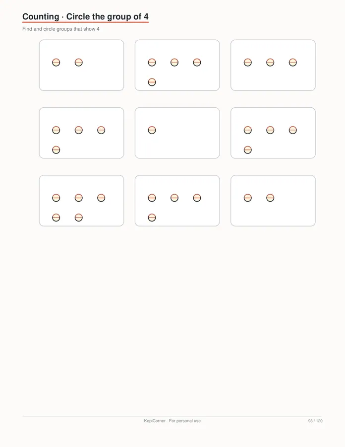 Pre-K Worksheets Ages 3–5 printable – page 93 of 120, rendered from PreK-Ages3-5-Learning-Worksheets-Letter.pdf