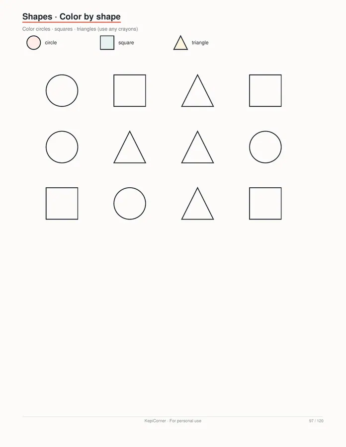Pre-K Worksheets Ages 3–5 printable – page 97 of 120, rendered from PreK-Ages3-5-Learning-Worksheets-Letter.pdf