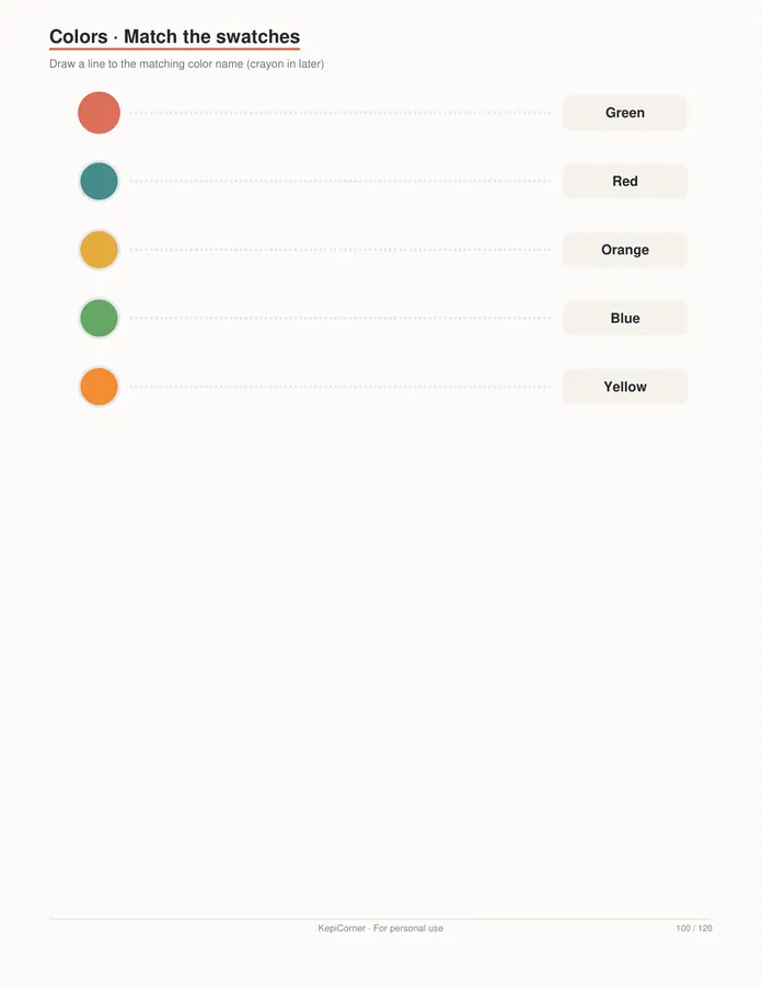 Pre-K Worksheets Ages 3–5 printable – page 100 of 120, rendered from PreK-Ages3-5-Learning-Worksheets-Letter.pdf