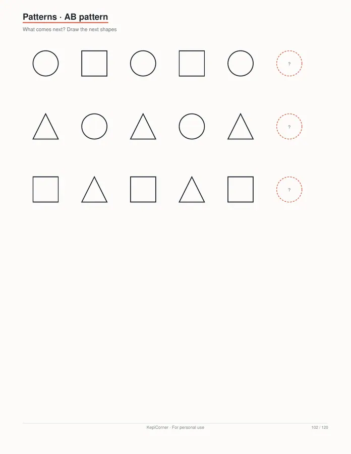 Pre-K Worksheets Ages 3–5 printable – page 102 of 120, rendered from PreK-Ages3-5-Learning-Worksheets-Letter.pdf
