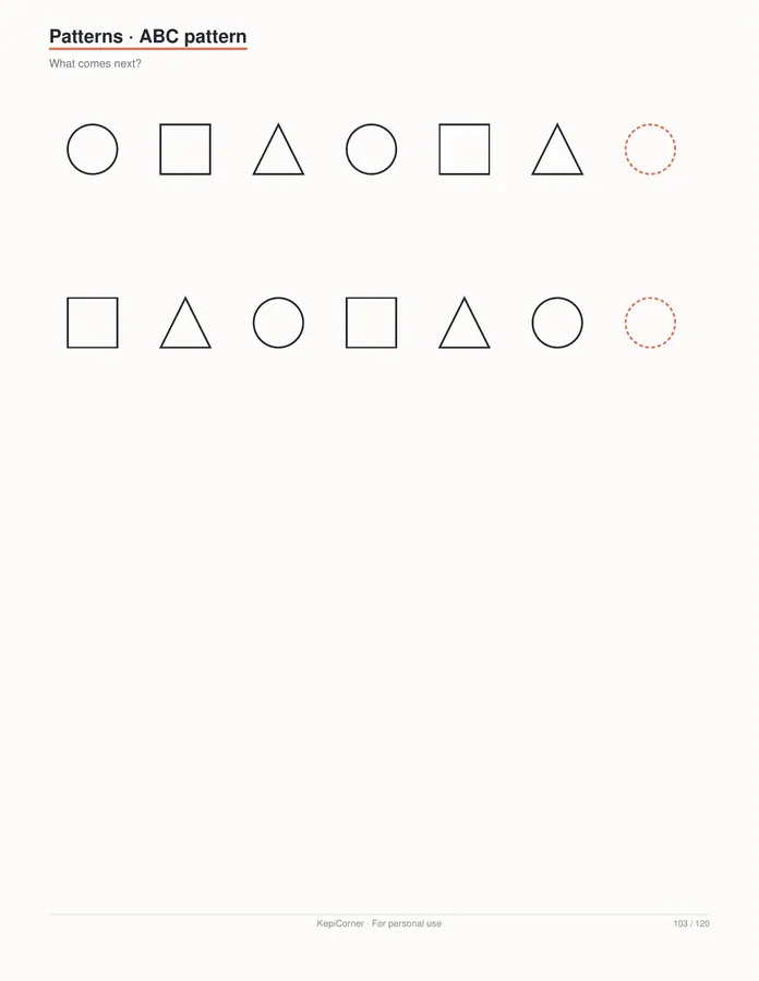 Pre-K Worksheets Ages 3–5 printable – page 103 of 120, rendered from PreK-Ages3-5-Learning-Worksheets-Letter.pdf