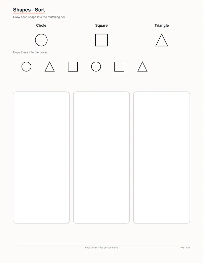 Pre-K Worksheets Ages 3–5 printable – page 105 of 120, rendered from PreK-Ages3-5-Learning-Worksheets-Letter.pdf