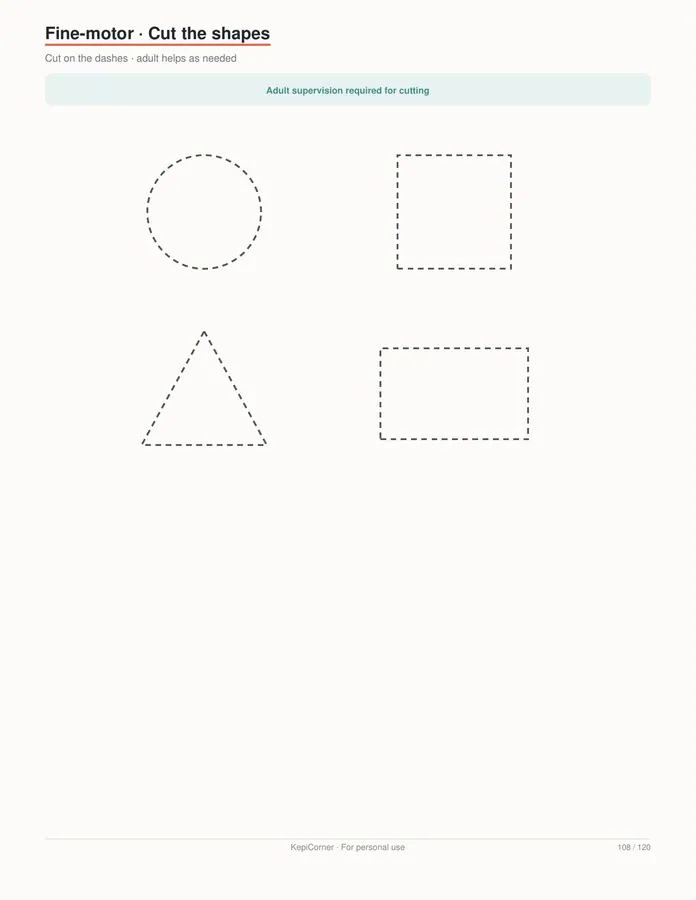 Pre-K Worksheets Ages 3–5 printable – page 108 of 120, rendered from PreK-Ages3-5-Learning-Worksheets-Letter.pdf