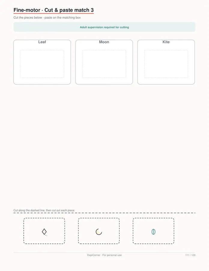 Pre-K Worksheets Ages 3–5 printable – page 111 of 120, rendered from PreK-Ages3-5-Learning-Worksheets-Letter.pdf