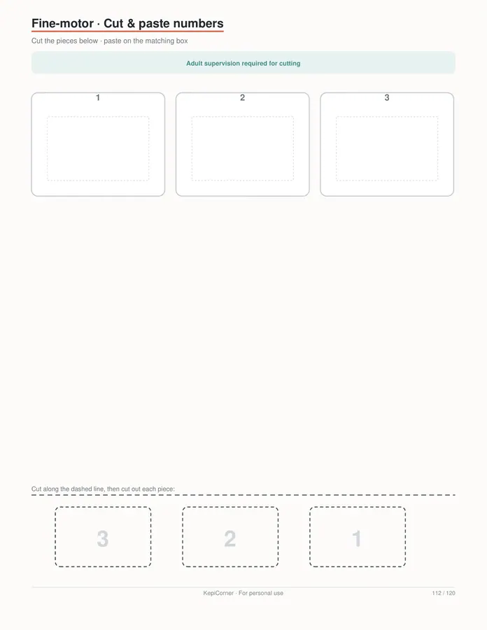 Pre-K Worksheets Ages 3–5 printable – page 112 of 120, rendered from PreK-Ages3-5-Learning-Worksheets-Letter.pdf