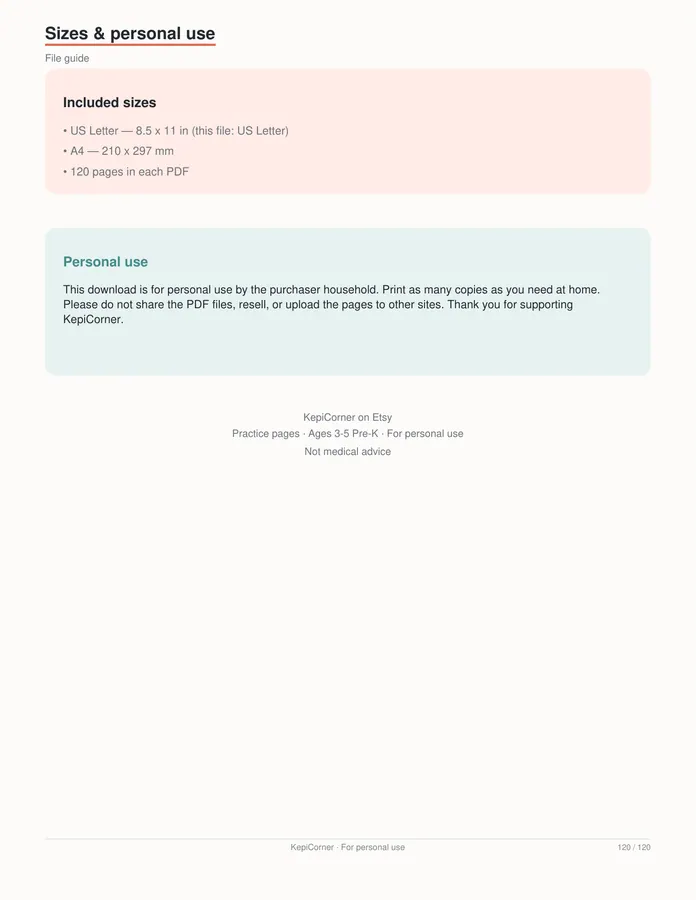 Pre-K Worksheets Ages 3–5 printable – page 120 of 120, rendered from PreK-Ages3-5-Learning-Worksheets-Letter.pdf