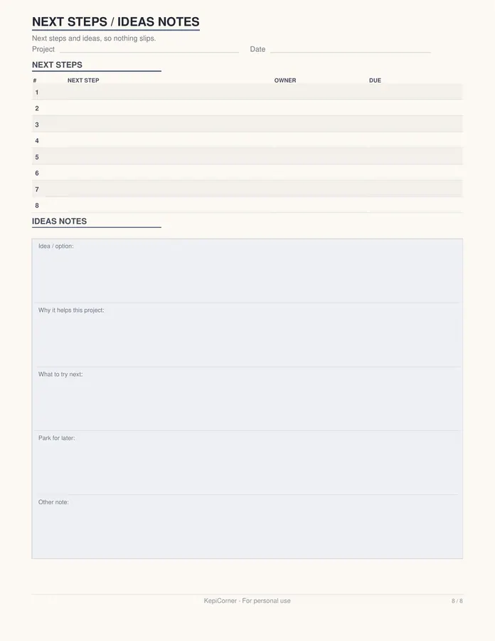 Project Tracker printable – page 8 of 8, rendered from Project-Tracker-Letter.pdf