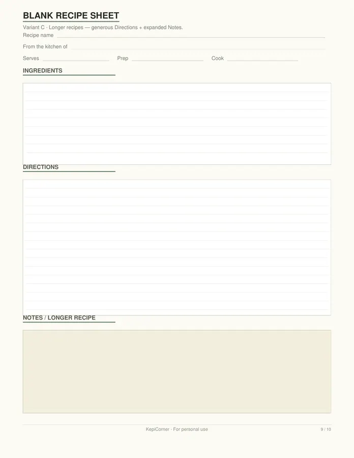 Recipe Binder Pages printable – page 9 of 10, rendered from Recipe-Card-Pack-Letter.pdf
