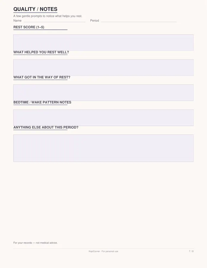 Sleep Log printable – page 7 of 8, rendered from Sleep-Log-Letter.pdf