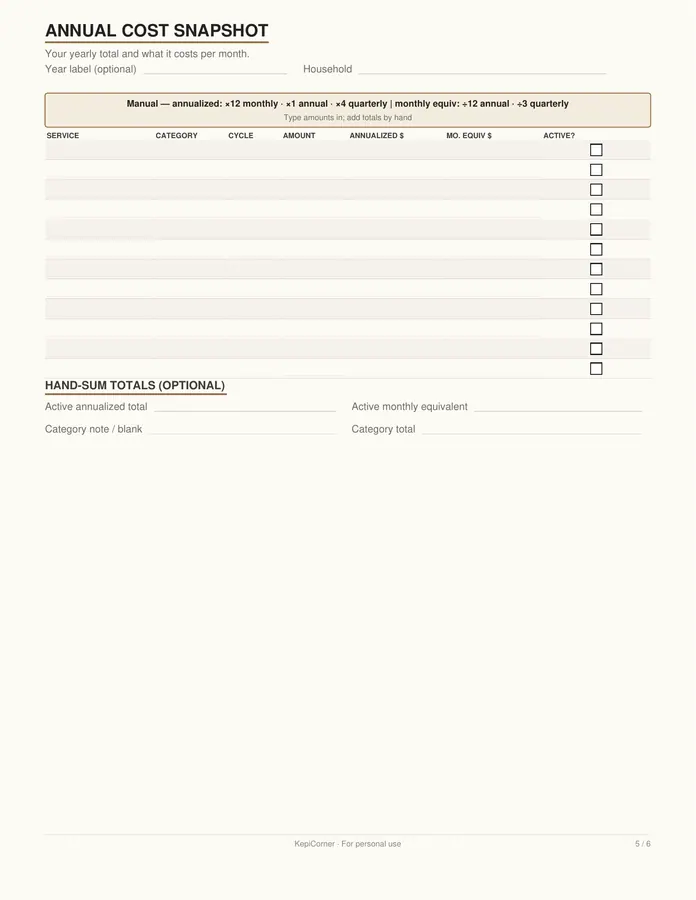 Subscription Tracker printable – page 5 of 6, rendered from Subscription-Tracker-Letter.pdf