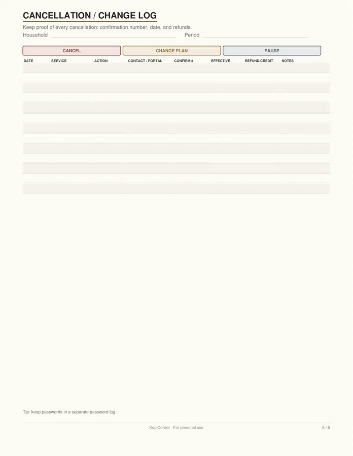 Subscription Tracker printable – page 6 of 6, rendered from Subscription-Tracker-Letter.pdf