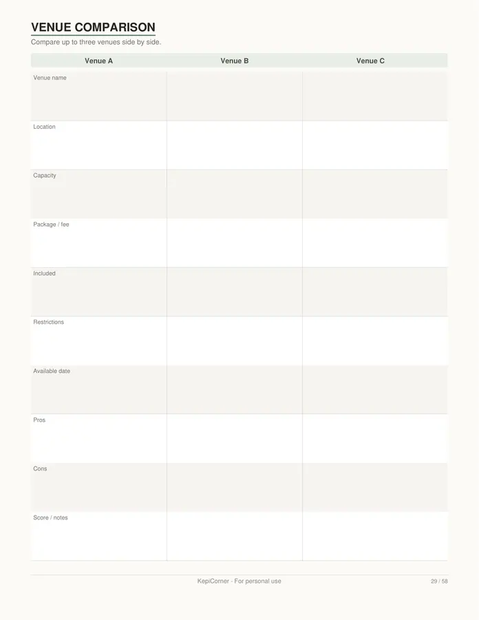 Wedding Planning Checklist printable – page 29 of 58, rendered from Wedding-Planning-Checklist-Letter.pdf