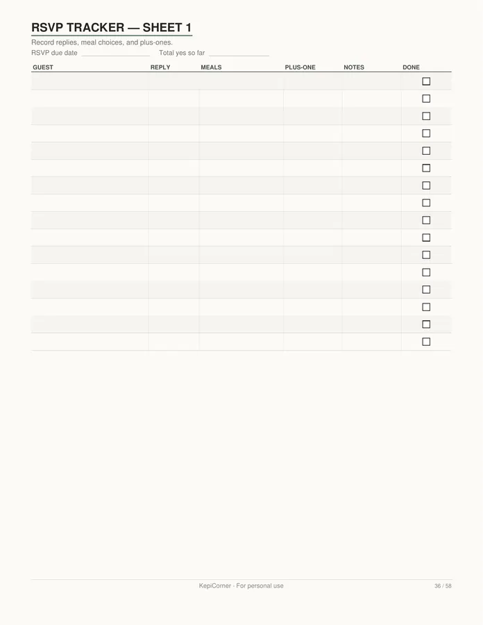 Wedding Planning Checklist printable – page 36 of 58, rendered from Wedding-Planning-Checklist-Letter.pdf