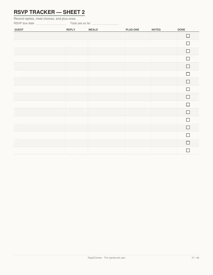 Wedding Planning Checklist printable – page 37 of 58, rendered from Wedding-Planning-Checklist-Letter.pdf