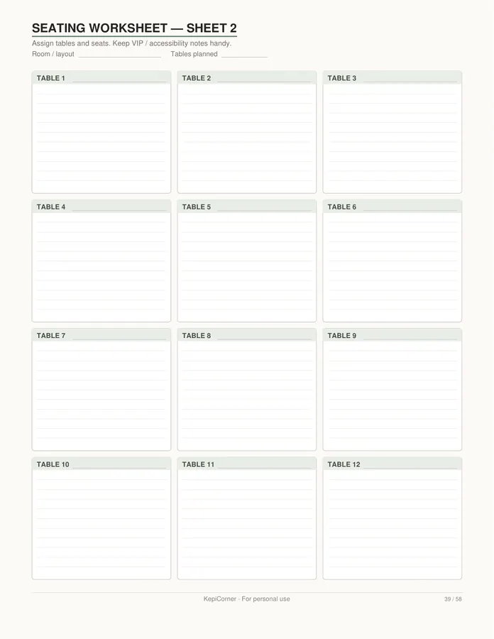 Wedding Planning Checklist printable – page 39 of 58, rendered from Wedding-Planning-Checklist-Letter.pdf