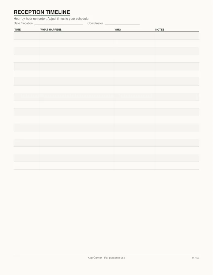 Wedding Planning Checklist printable – page 41 of 58, rendered from Wedding-Planning-Checklist-Letter.pdf