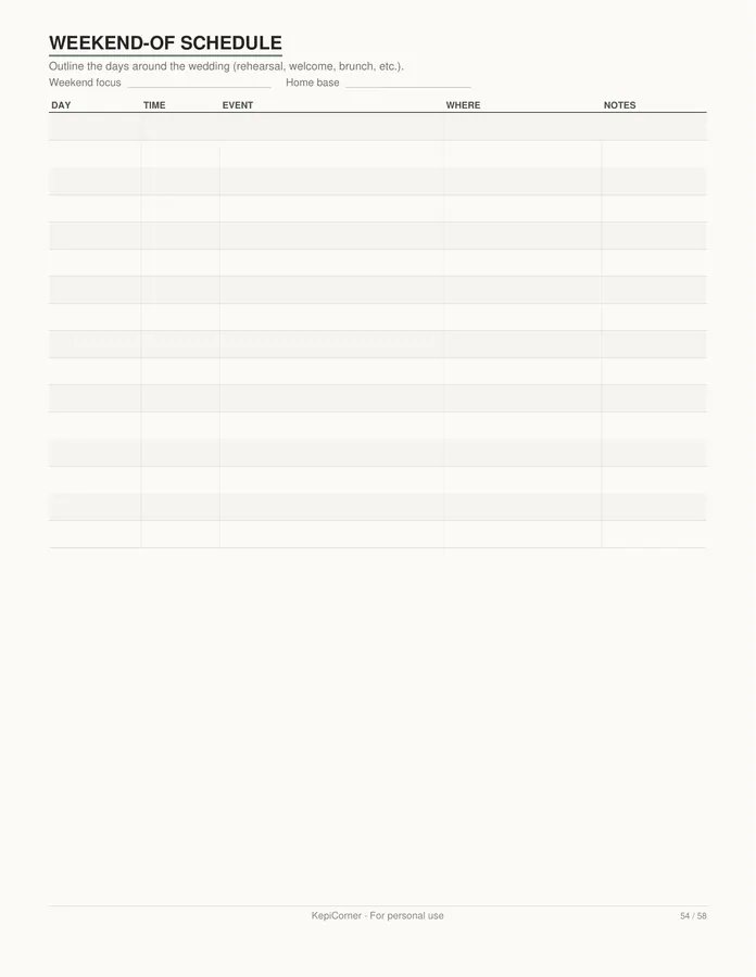 Wedding Planning Checklist printable – page 54 of 58, rendered from Wedding-Planning-Checklist-Letter.pdf